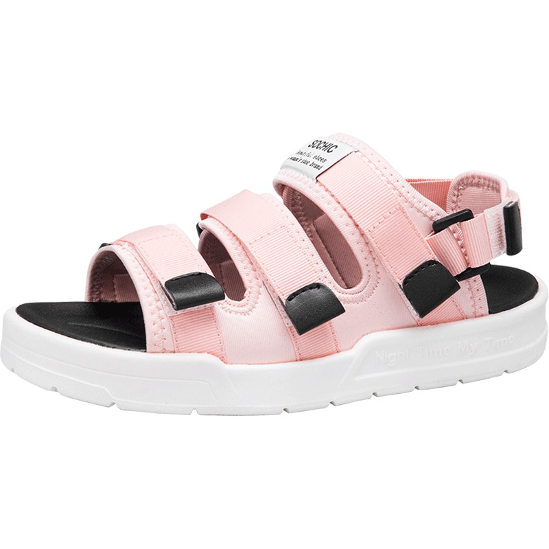 阿么夏季凉鞋韩版平底沙滩鞋休闲鞋厚底松糕鞋魔术贴女鞋舒适鞋子