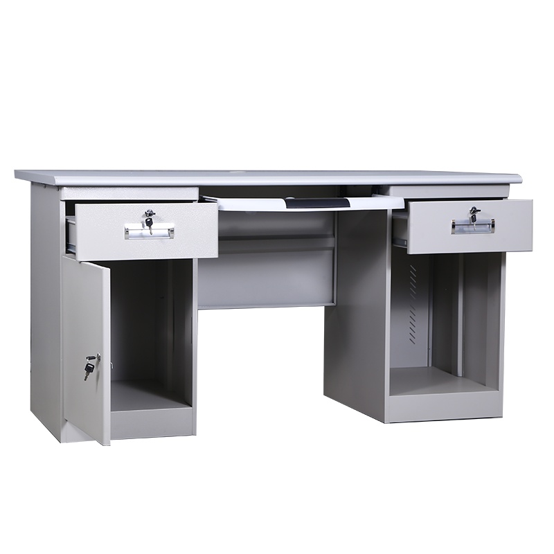 豫亿腾 钢制翻转电脑桌 钢制办公桌 铁皮电脑桌 财务桌单人员工位写字台 书桌 带锁抽屉家用桌子 可定制