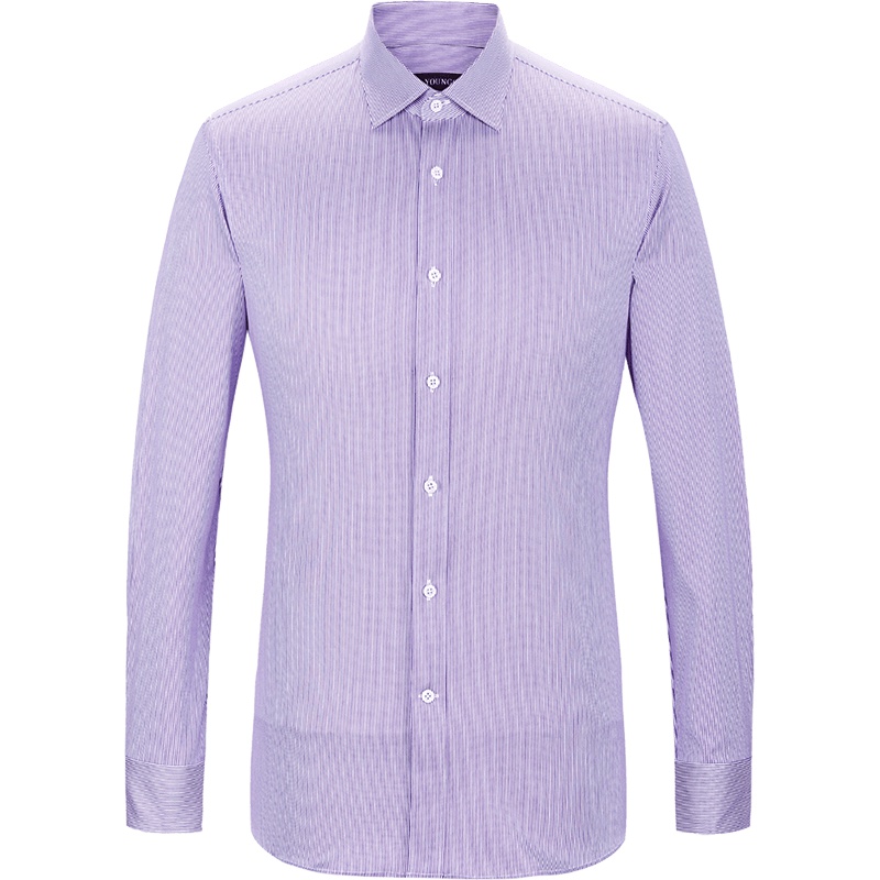 Youngor/雅戈尔秋季新品男士商务正装白底紫条DP免烫长袖衬衫284KBY