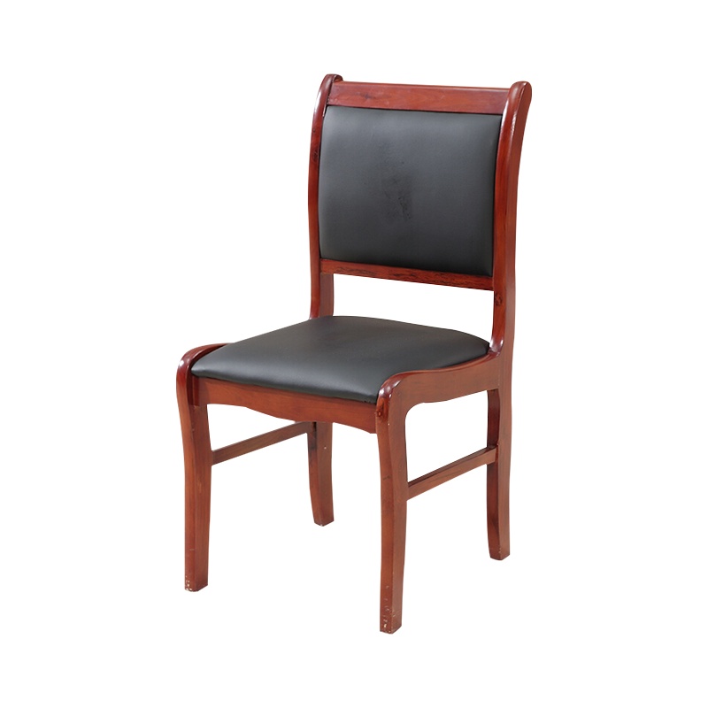 尔迈 制式会议办公培训椅实木无扶手靠背椅子会客椅洽谈椅皮质职员椅