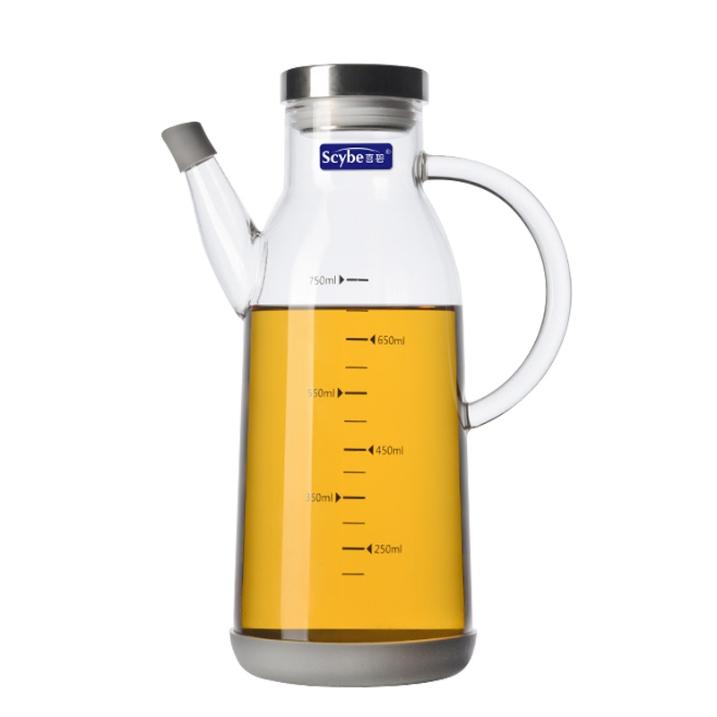 喜碧 厨房家用750ml油壶玻璃装油瓶防漏酱油瓶醋调料瓶醋壶不漏油 单支装