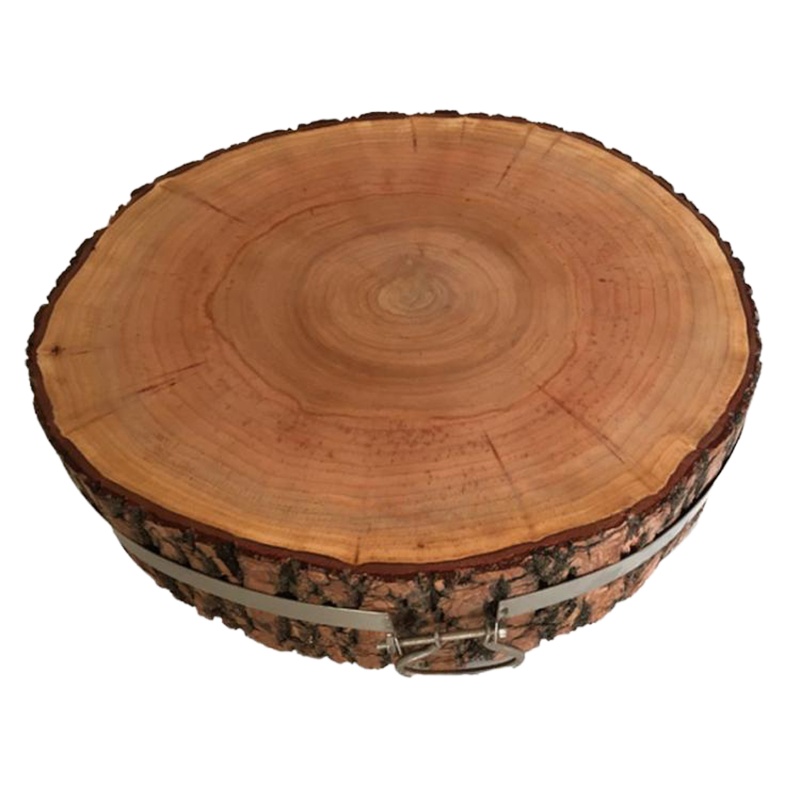 柳木菜墩圆形实木菜板切肉板整木加厚12cm铁丝加固 50CM剁肉墩子