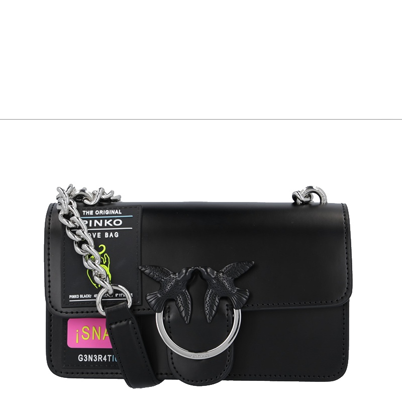 [直营]品高(PINKO) 圆环真皮搭扣燕子包链条包单肩包斜挎包 女包 欧美时尚