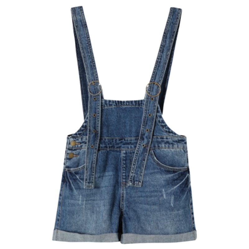 【专柜同款】拉夏贝尔牛仔短裤宽松女装夏季新款韩版高腰阔腿直筒裤子背带裤牛仔裤60008378