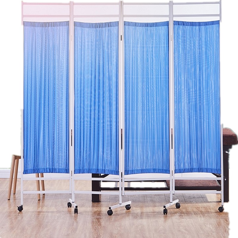 业彩家居办公屏风隔断YCJJ003不锈钢折叠带轮护理隔断化妆间隔断酒店屏风可折叠医用屏风