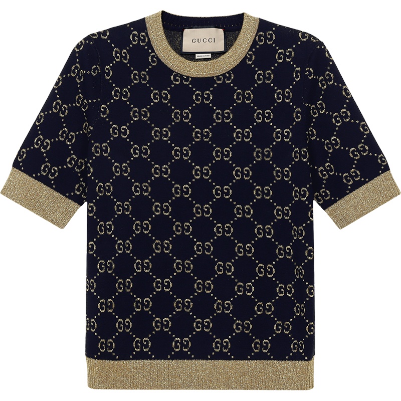 古驰 GUCCI 女士棉/混纺圆领短袖针织衫T恤526759 X9W83