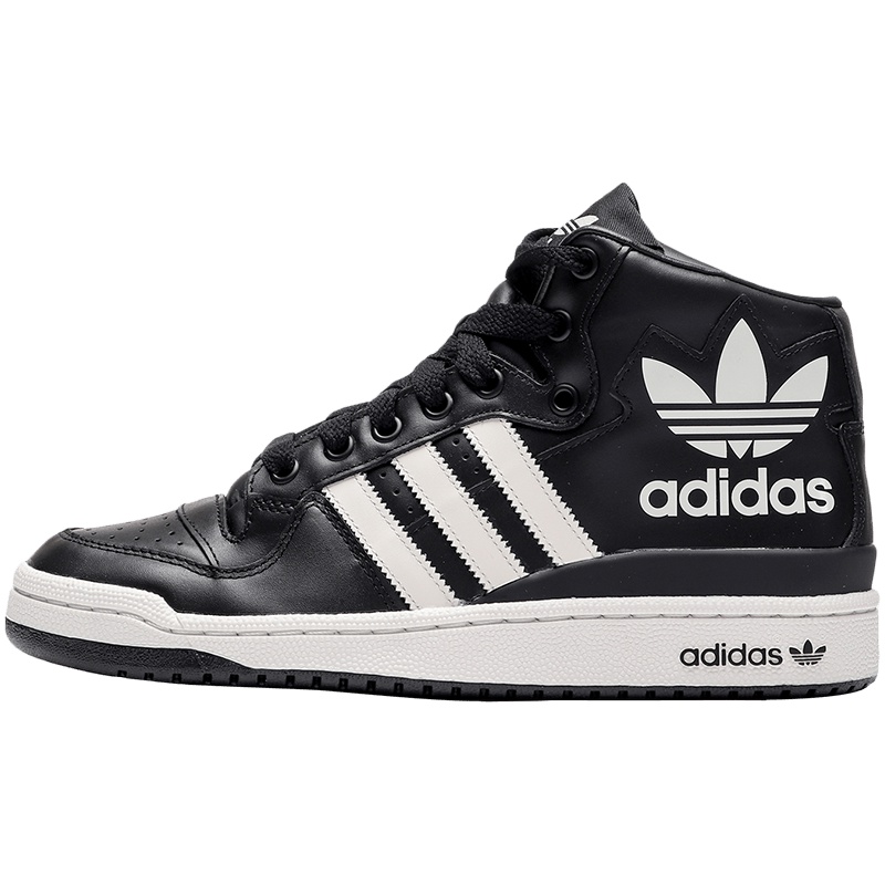 adidas阿迪达斯三叶草男鞋logo高帮板鞋休闲运动鞋G28154 G28154黑色+白色