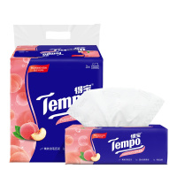 Tempo/得宝 抽纸 4层90抽软抽*3包(甜心桃味) 面巾纸餐巾纸卫生抽纸巾
