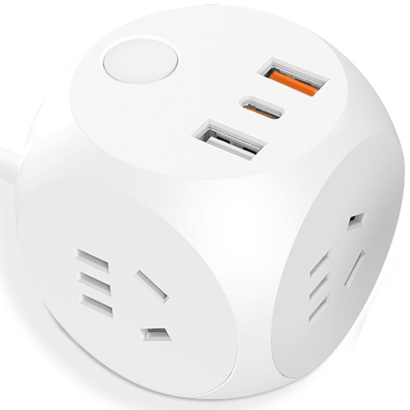 爱国者(aigo)18W PD快充魔方充电插座/3位+2USB+Type-C口多功能插排 1.5米 M0331C PD