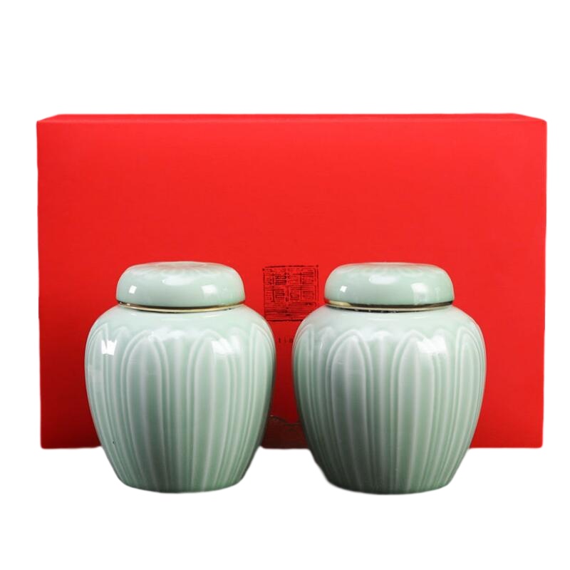 陶瓷茶叶罐礼盒套装 2罐装