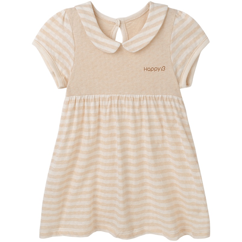 哈贝比（happyB）2018新 婴儿衣服 婴儿连衣裙夏 女宝宝婴幼童纯棉短袖条纹公主裙