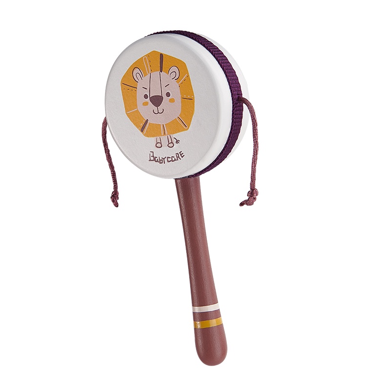 babycare婴儿拨浪鼓可啃咬传统木质0-1岁宝宝波浪鼓 手摇鼓玩具 辛德白 7324