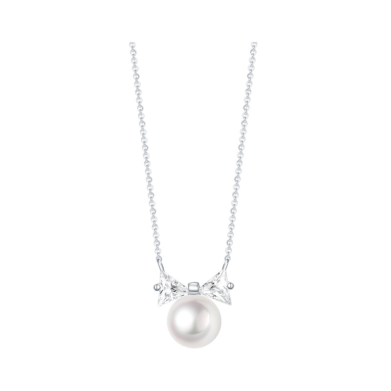 DTOTO 韩版甜美蝴蝶结天然珍珠项链送女友锁骨链