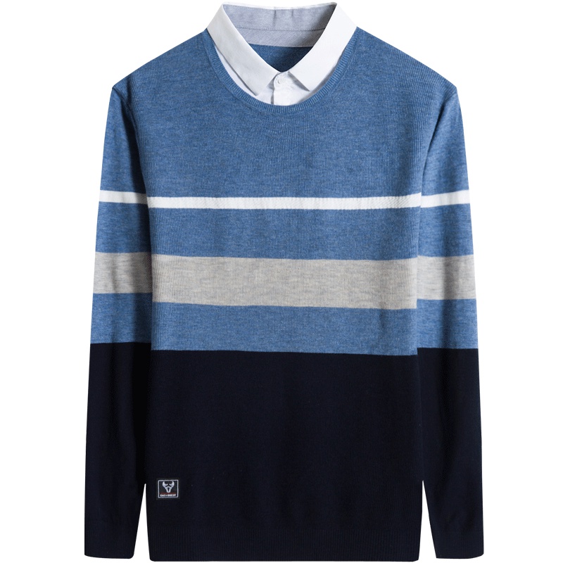 北极绒男士针织衫春秋假两件针织衫内搭打底衫青年韩版修身毛衣