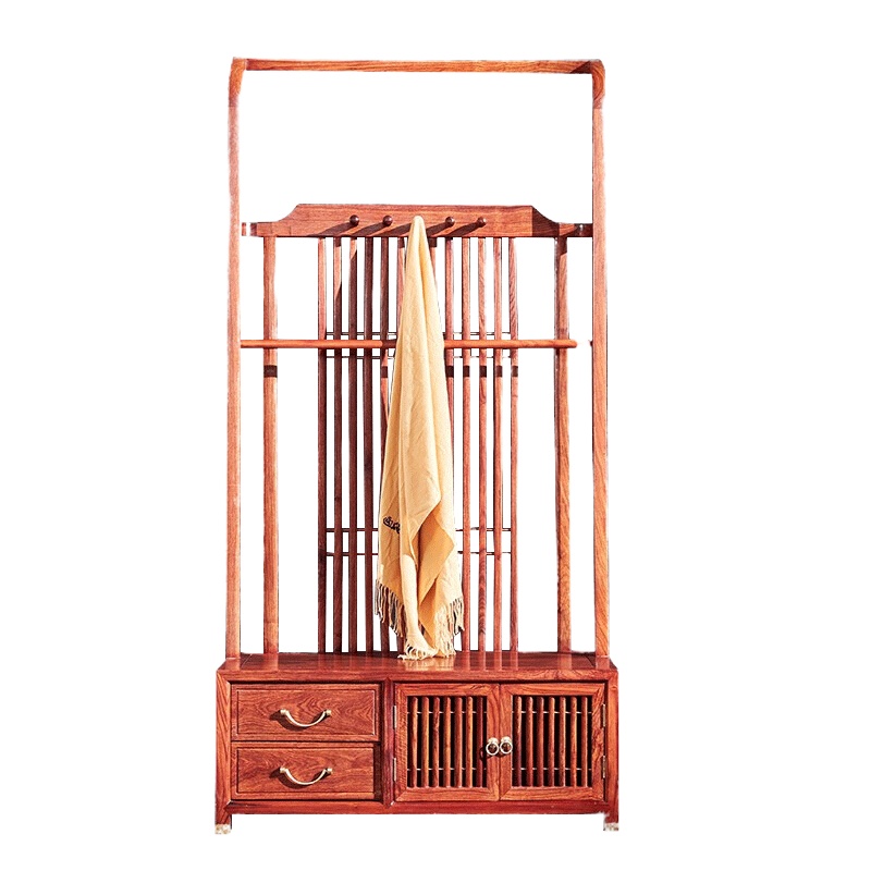 周家庄 红木家具非洲花梨(学名:刺猬紫檀)实木衣帽架 落地卧室客厅衣服架 东方经典衣帽架
