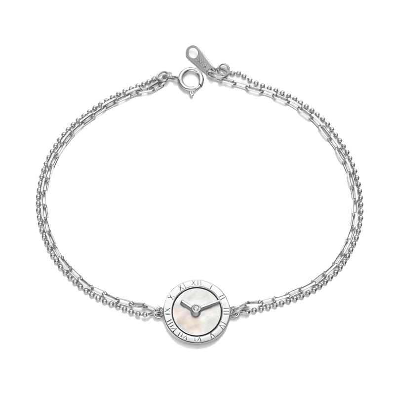 阿菲娜AFFINER 925银 天然贝母 十全十美手链银色AFB2030B