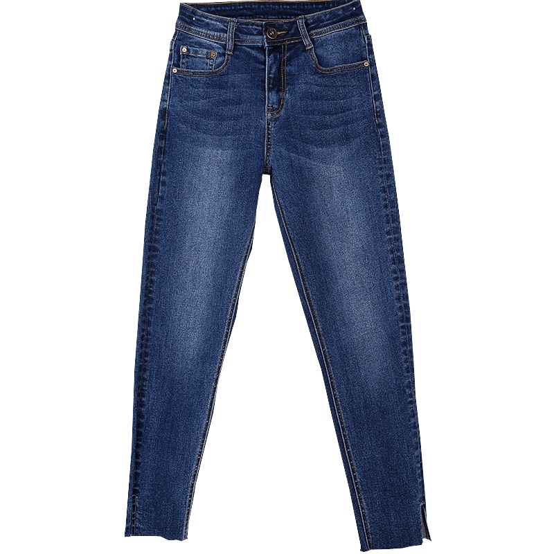 SH苼荟牛仔小脚裤女高腰显瘦2019秋季新款韩版外穿修身九分开叉铅笔裤子sh8115