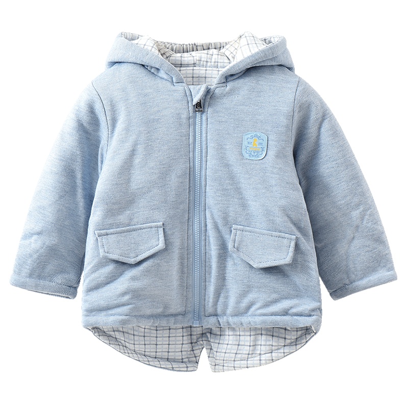 童泰(TONGTAI)19年冬季款婴儿对开拉链棉衣5-24个月男女宝宝连帽夹棉外套儿童棉服