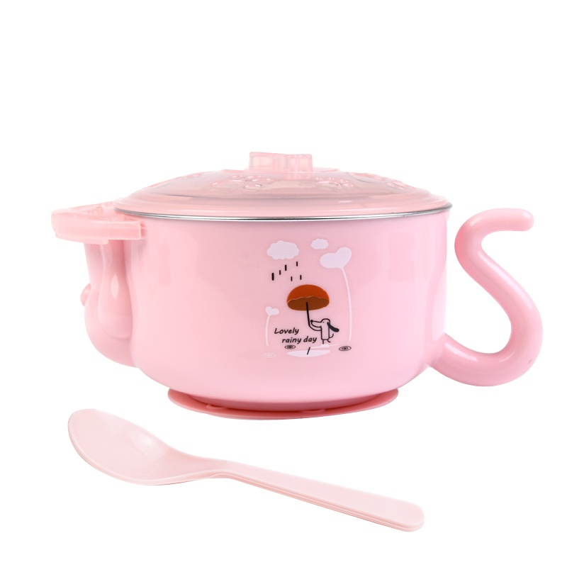 宝倍安(Bao bei an)宝宝儿童辅食碗保温碗宝宝不锈钢餐具儿童婴儿辅食注水保温碗 赠PP勺+底部吸盘 粉色