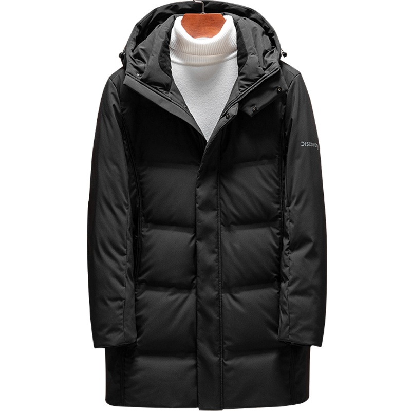 雅鹿男装冬季新款商务休闲中长款连帽90白鸭绒保暖男士羽绒服1120YA19602
