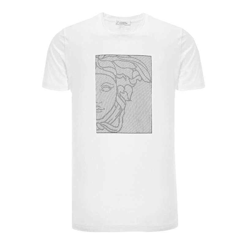 VERSACE COLLECTION 范思哲男士白色图案印花装饰圆领短袖T恤 V800683 VJ00478 V7001