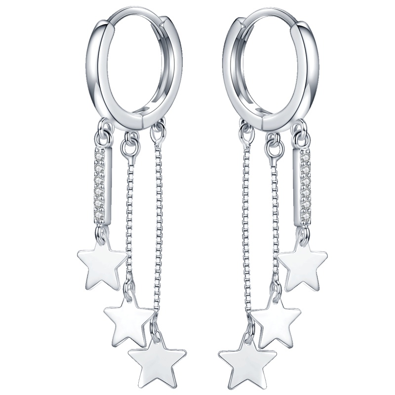 佰色传情(BRIR)925银新款潮网红ins风显脸瘦五角星耳环女耳坠耳饰