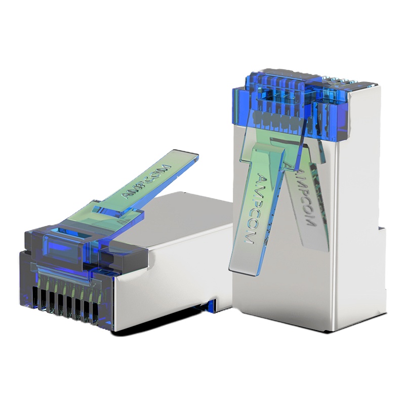 安普康(AMPCOM) AMCAT6B050(BU)六类屏蔽水晶头 蓝色50个装