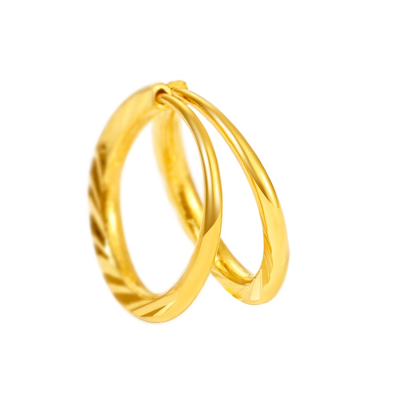 周大生黄金饰品计价正品黄金耳饰女时尚简约圈圈女耳环送礼佳品