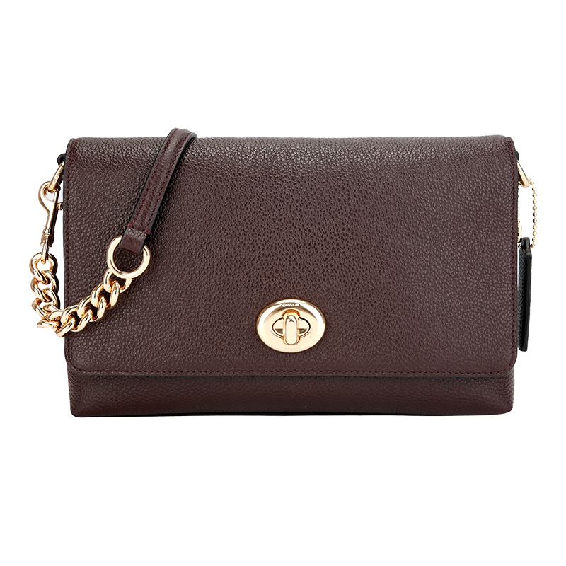 COACH 蔻驰 奢侈品 女士专柜款酒红色皮革单肩斜挎包 53083 LIOXB