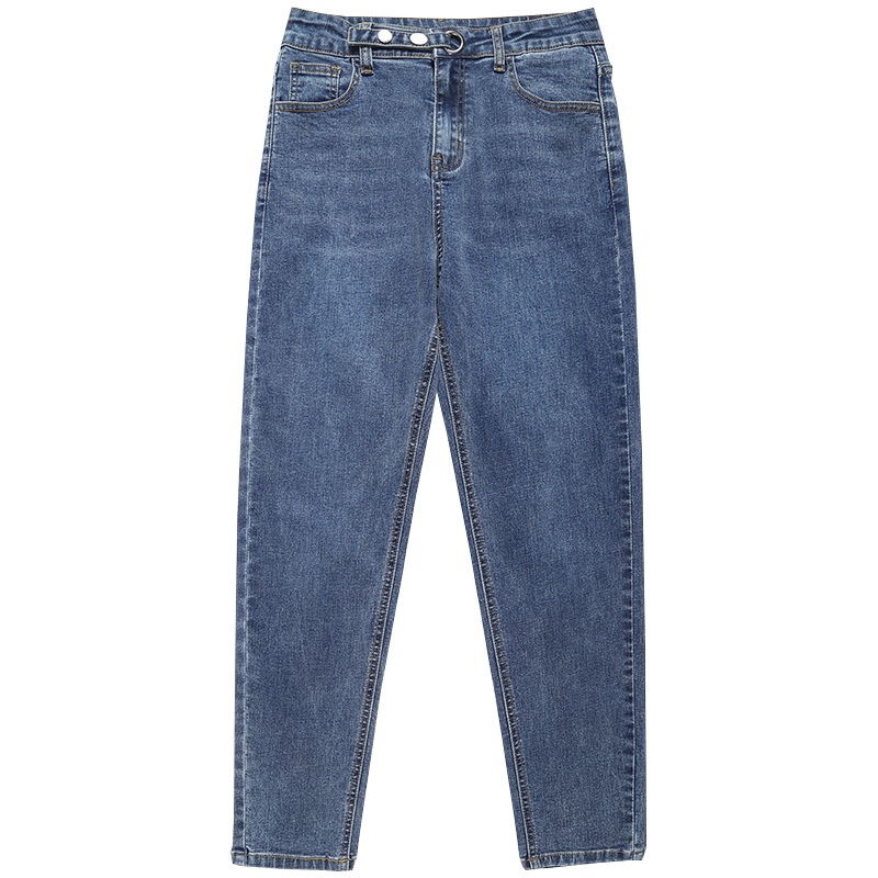 Jussara Lee阔腿牛仔裤女宽松高腰2021春装新款小个子显瘦爱心垂感拖地直筒裤