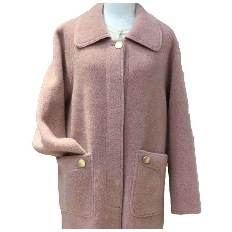 简洛卡2019冬季新款羊毛职业中长款大衣外套