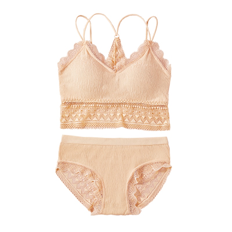 ENK内衣内裤2件装2021年春上新舒适性感蕾丝美背文胸罩组合套装