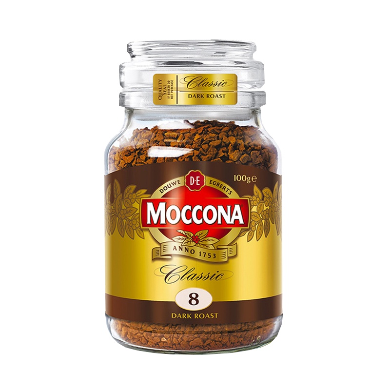 荷兰进口摩可纳黑咖啡8号深度烘焙冻干速溶咖啡粉100克瓶装