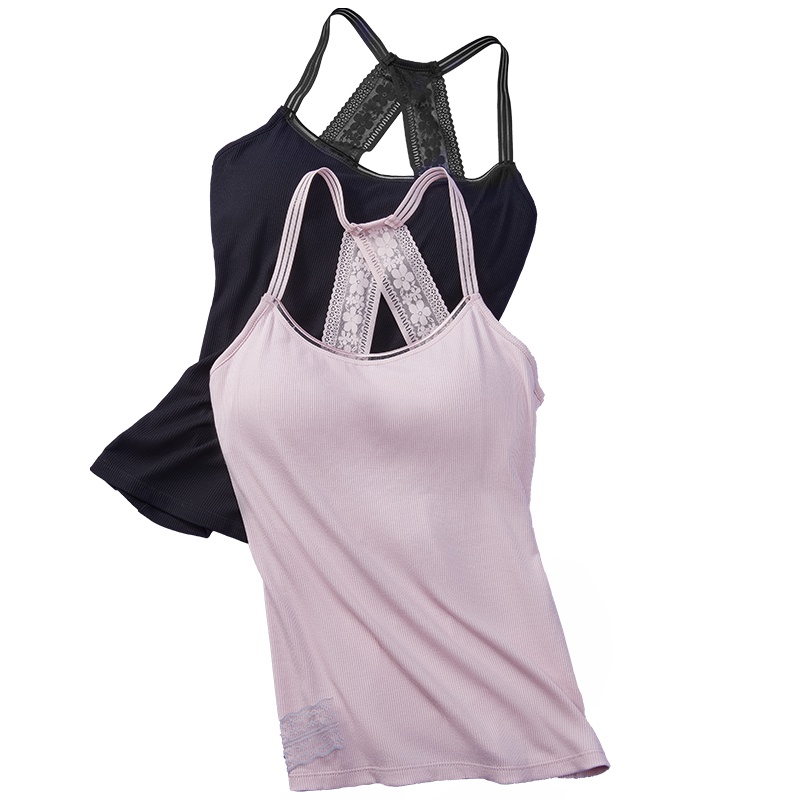 ENK 蕾丝拼接女式美背性感蕾丝女士吊带打底背心女内衣