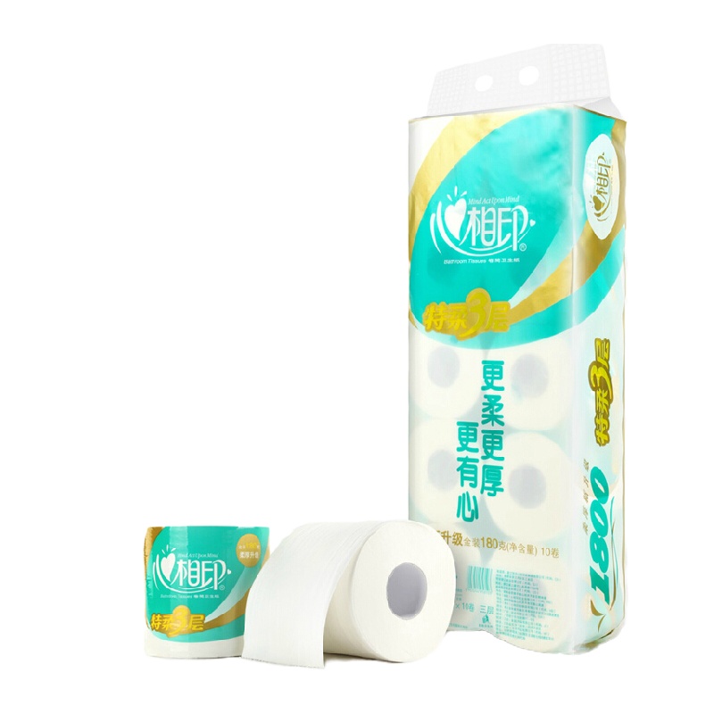 心相印 BT810 特柔180G三层卷筒卫生纸 10卷/提,5提装
