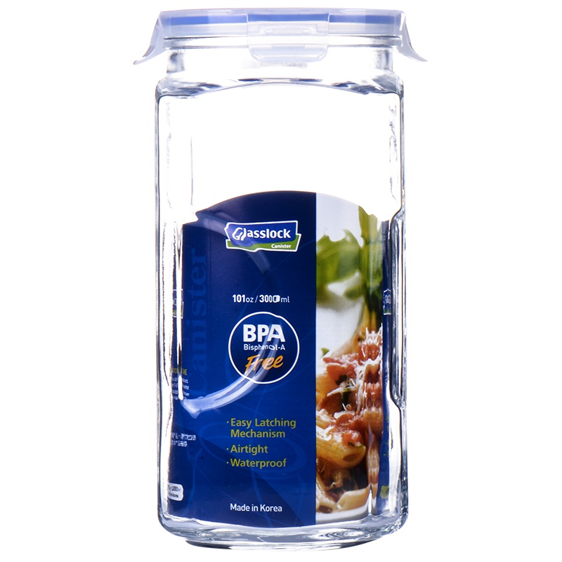 三光云彩(GLASSLOCK)IP593储物罐3000ml韩国进口厨房冰箱密封透明玻璃收纳盒密封泡菜坛子透明玻璃罐
