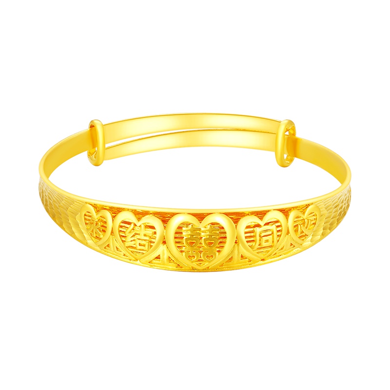 金一 足金999 永结同心女士黄金手镯 婚庆系列抽拉活口结婚送礼送爱人 (计价) AAE002