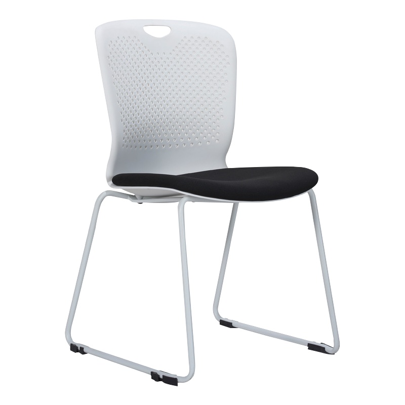 质凡 简约现代弓形金属脚会议椅时尚优质可堆叠培训椅可叠放塑钢办公椅