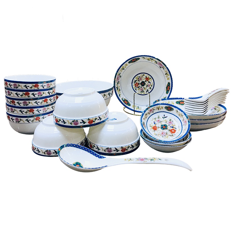 捷牛春色满园26头釉中彩餐具套装家用陶瓷餐具套装