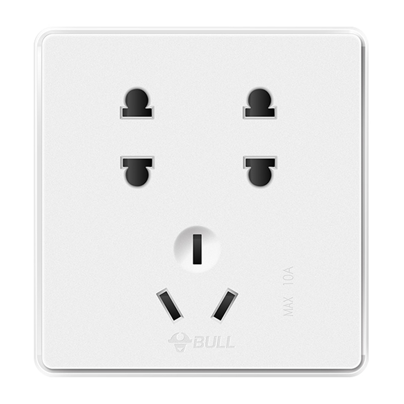 公牛(BULL)开关插座 七孔插座面板 86型墙壁暗装10A电源插座面板7孔插座 G18Z323 幻影白
