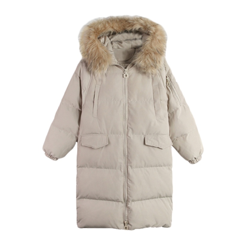 魅言魅语(MeiYanMeiYu)棉服女2021冬季加厚毛领连帽面包服外套棉袄中长款过膝棉衣