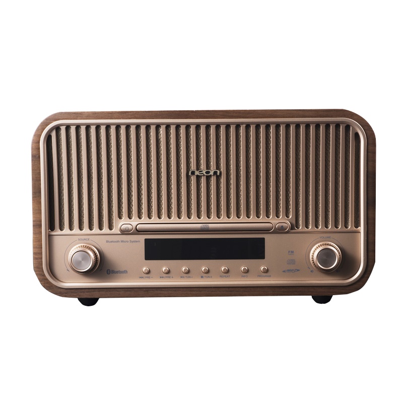 neon(丽扬)复古迷你组合音响CD播放蓝牙光纤USB播放FM桌面台式一体式音箱MCB820棕咖色