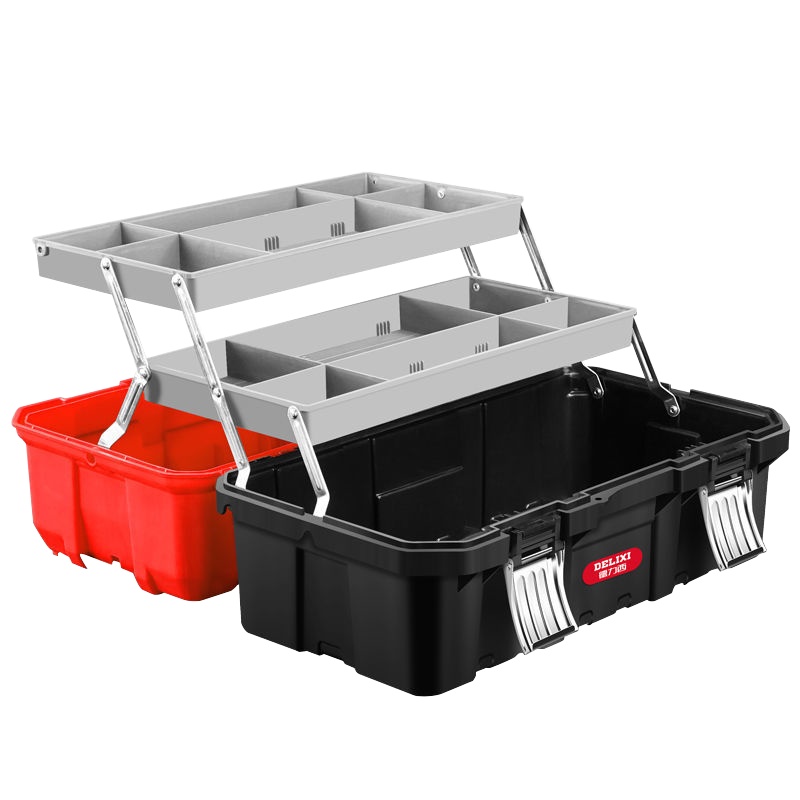 德力西工具箱收纳盒家用手提式五金大号车载工业级多功能工具盒