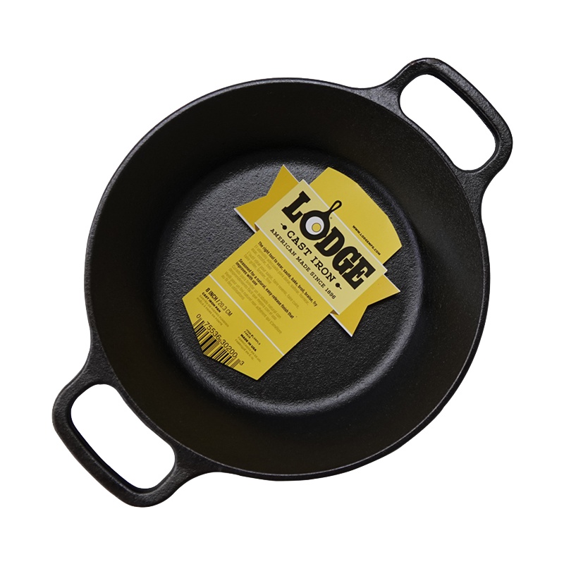 Lodge洛矶洛极美国进口无涂层铸铁锅双耳煎锅煎炒锅20cm L5RPL3电磁炉天然气通用