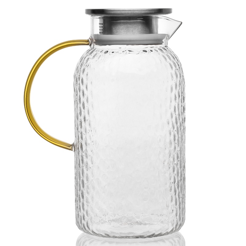 青苹果 耐热玻璃冷水壶大容量2000ml锤纹凉水壶茶具茶壶花茶壶果汁壶