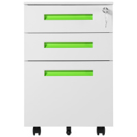 迪欧 DIOUS 资料柜 储物柜 钢制铁皮柜 文件柜 密码锁 三抽屉 灰色 绿色扣手 活动柜