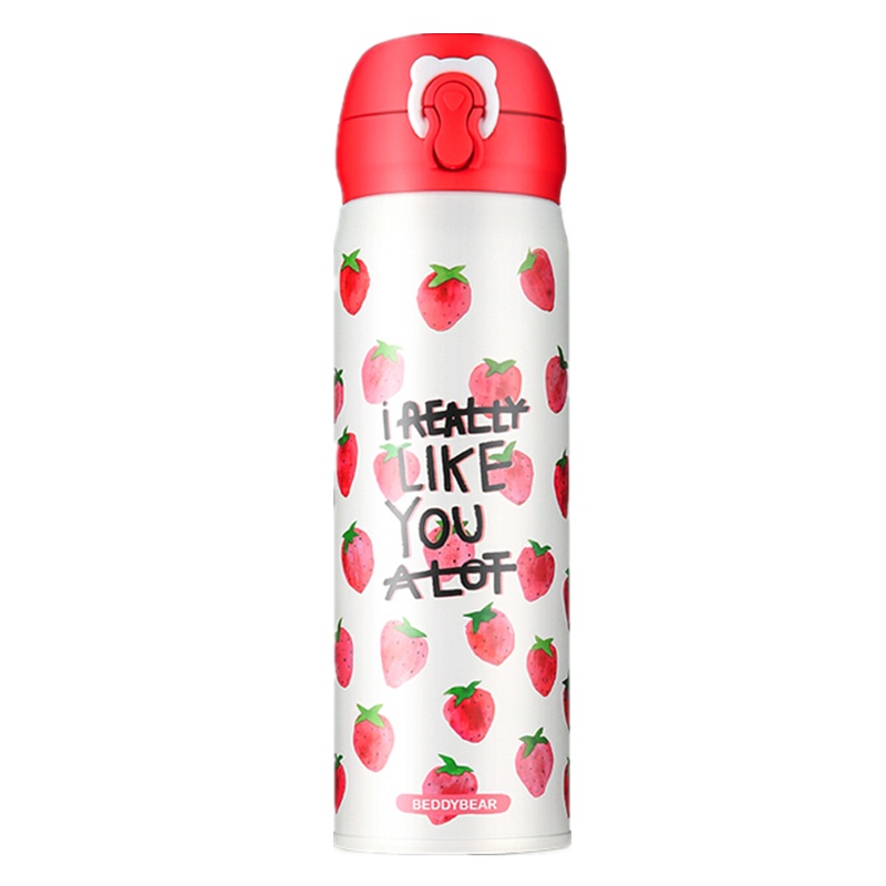 【官方正品】杯具熊 beddybear 母婴幼儿童杯成人保温杯水壶定制不锈钢水杯子男士可爱女士情侣车载茶杯 草莓杯