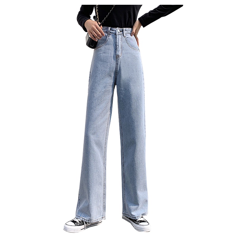如熙高腰垂感阔腿裤女薄款宽松牛仔裤女泫雅风同款