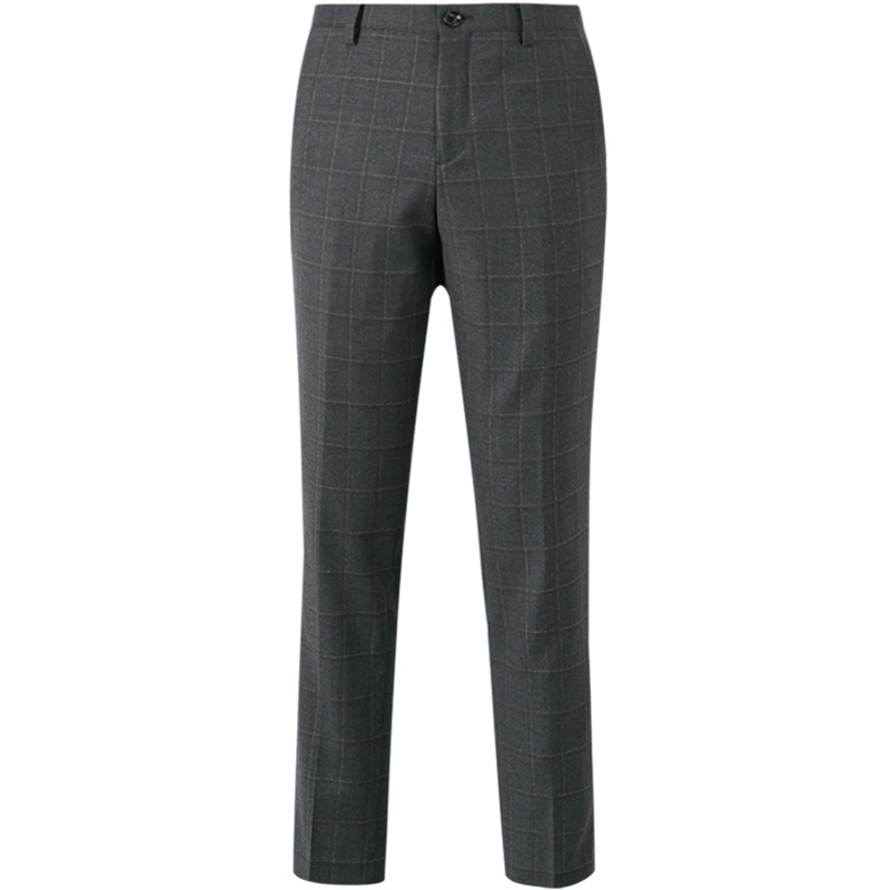 MECITY男装冬季新款时尚窗格商务西裤男士潮流西装裤羊