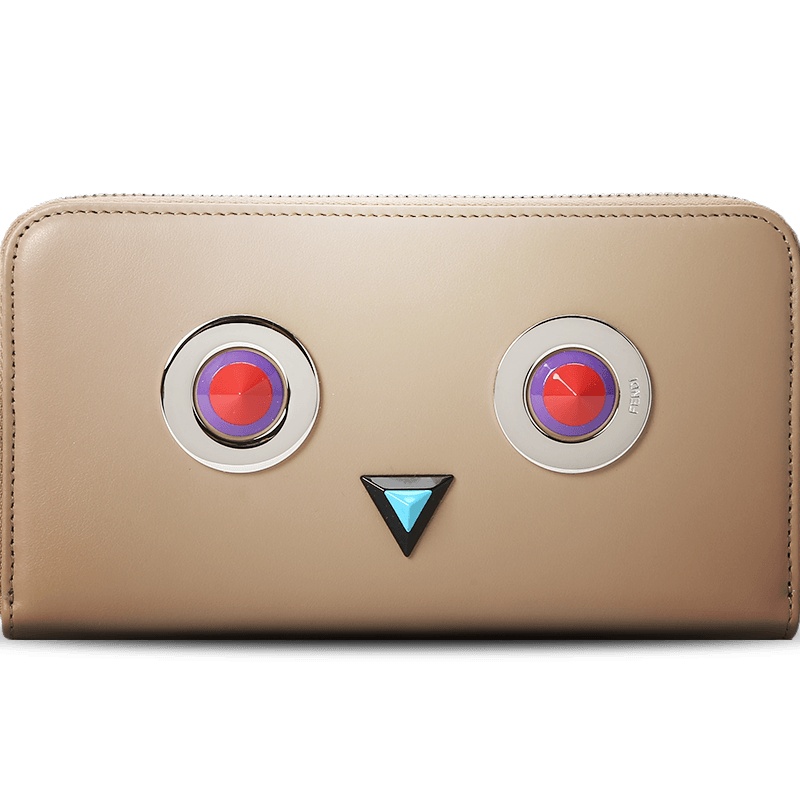 FENDI/芬迪 女钱包铆钉机器图案长款拉链钱夹 8M0299 18.5x11x2.5CM